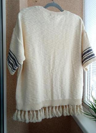 Красивый вязаный свитер /кофточка в стиле бохо из натуральной ткани котон5 фото