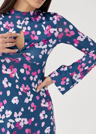 Платье мини расширенного силуэта с цветочным принтом top20ty - фиолетовый цвет, s (есть размеры)7 фото