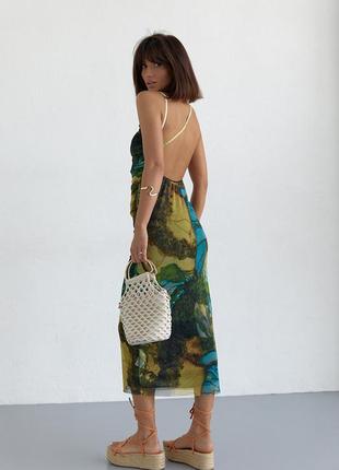 Сарафан из сетки с открытой спиной - бирюзовый цвет, l (есть размеры)2 фото