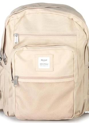 Женский стильный городской тканевый повседневный рюкзак himawari 1007 beige4 фото