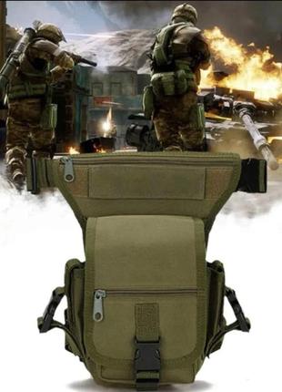 Мужская сумка тактическая поясная swat  на ногу 5л  - армейская барсетка  олива, черная(2012-m04b)3 фото