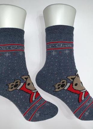 Жіночі зимові новорічні шкарпетки з котиком4 фото