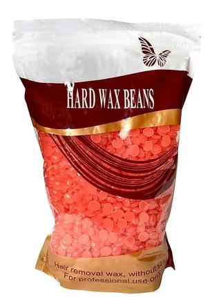 Віск у гранулах hard wax beans 500гр аромат гранат для депіляції для воскоплаву плівковий віск гранули1 фото