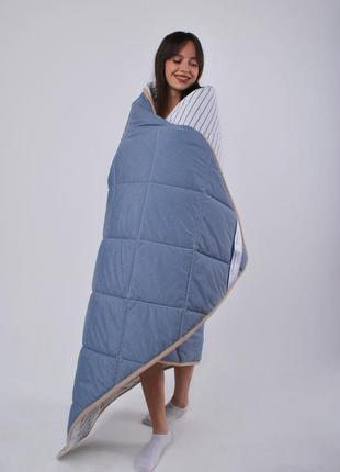 Одеяло из овечьей шерсти мериносов goodnight lite - синее/полоски 200х200
