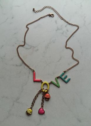 Нежное яркое ожерелье цепочка love2 фото