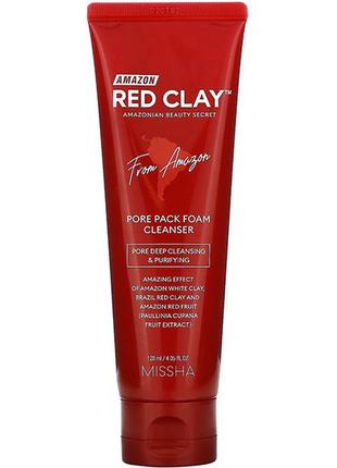 Пенка для очищения пор missha amazon red clay™ pore pack foam cleanser 120 мл