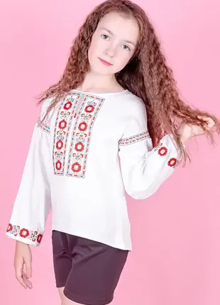 Стильная украинская вышиванка для девушек, рубашка вышита для подростков,блуза с вышивкой,детская одежда3 фото