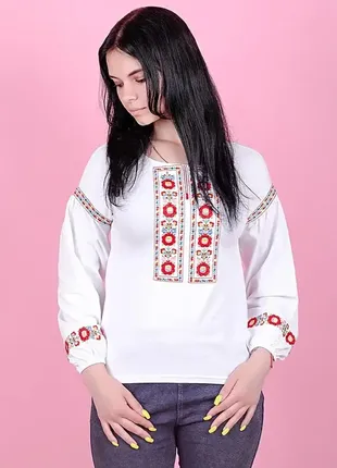 Стильна українська  вишиванка для дівчат,сорочка вишита для підлітків,блуза з вишивкою,дитячий одяг