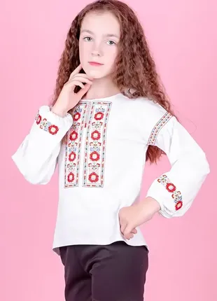 Стильная украинская вышиванка для девушек, рубашка вышита для подростков,блуза с вышивкой,детская одежда2 фото