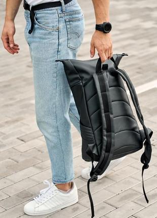 Мужской рюкзак ролл rolltop lqo - чёрный9 фото