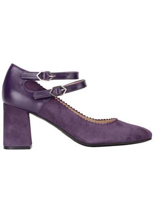 Фиолетовые сливовые кожаные, смшевые туфли на ремешках испания madeleine2 фото