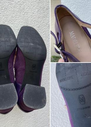 Фиолетовые сливовые кожаные, смшевые туфли на ремешках испания madeleine8 фото