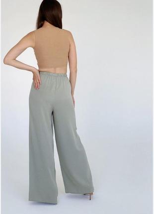 Штаны палаццо в рубчик на резинке