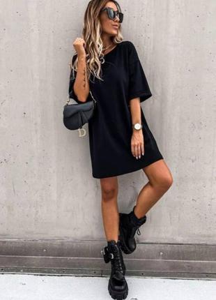 Платье-туника
удлинённая футболка 

однотонное классическое платье - футболка из летней хлопковой ткани4 фото