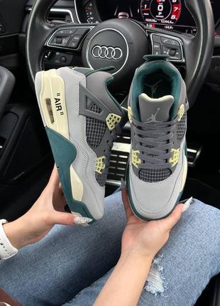 Женские кроссовки nike air jordan 4 retro x off-white grey green beige 36-37-38-39-40-41