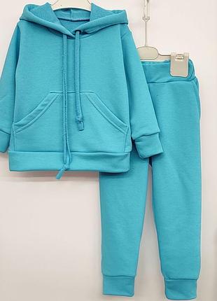 Костюм однотонний без начосу худі кенгуру з капюшоном і штани джогери