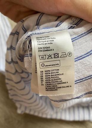 Стильна сорочка в смужку біла натуральна хлопкова вільна h&m 38/m8 фото