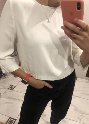 Топ блуза кремовая с распорками по бокам вискоза