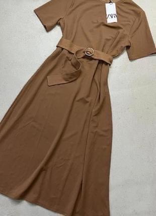 Плаття zara з круглим вирізом і короткими рукавами2 фото