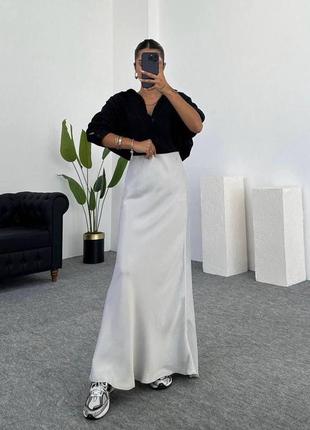 Стильная юбка макси в трендовых цветах💥 пояс на резинке. длина юбки 100 см черный, свет серый, барби4 фото