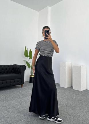 Стильная юбка макси в трендовых цветах💥 пояс на резинке. длина юбки 100 см черный, свет серый, барби3 фото