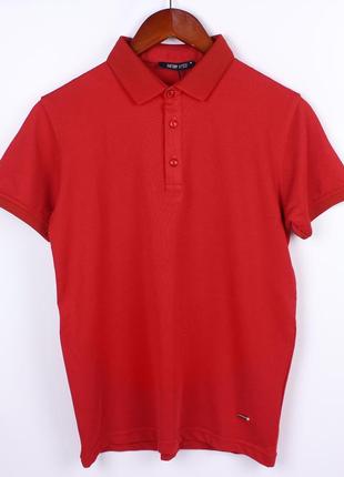 Мужская футболка поло (с воротником), однотонный красный цвет1 фото