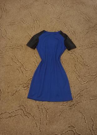 Платье синее ,рукава кожа3 фото