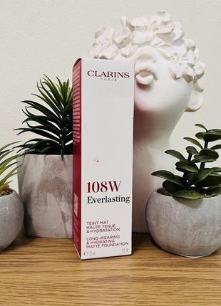 Оригінал clarins everlasting long-wearing and hydrating matte foundation 108w sand тональна основа для обличчя оригинал тональный крем