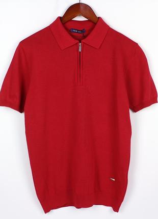 Чоловіча футболка поло з гумкою внизу, м'який матеріал, що тягнеться, колір червоний