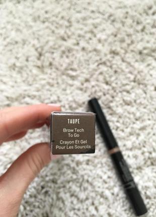 Водостійкий олівець / гель для брів smashbox brow tech to go, taupe, 2.9 g/0.2 g6 фото