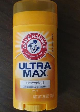 Arm & hammer ultramax твердий дезодорант-антиперспірант без запаху, 73 г