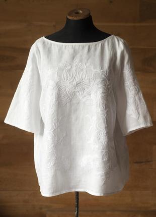 Белая льняная блузка с корковым рукавом женская zara, размер s