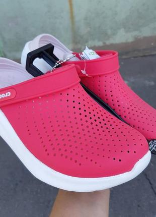 Крокс лайтрайд клог коралові crocs literide clog poppy/white9 фото