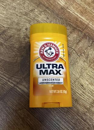 Arm & hammer ultramax твердий дезодорант-антиперспірант для чоловіків без запаху 73 г1 фото