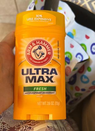 Arm & hammer ultramax твердий дезодорант-антиперспірант для чоловіків зі свіжим ароматом 73 г