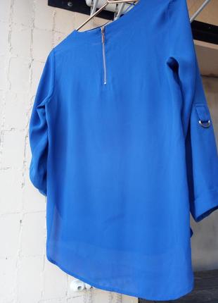 Яркая синяя голубая блуза рубашка туника кофточка прямого кроя от аtmosphere3 фото