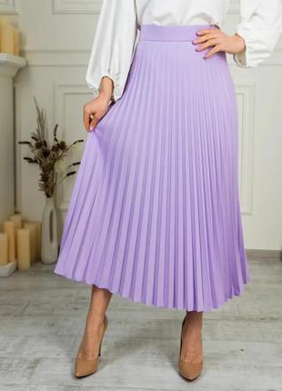 Женская сиреневая юбка плиссе размеры 44-562 фото