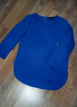 Яркая синяя голубая блуза рубашка туника кофточка прямого кроя от аtmosphere7 фото