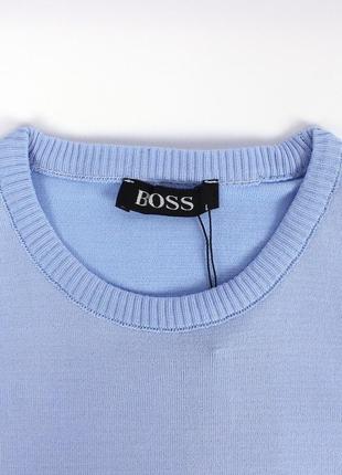 Мужская футболка boss с резинкой внизу, мягкий тянущийся материал, цвет голубой3 фото