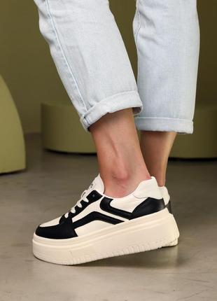 Стильные бежевые женские кеды/кроссовки на платформе, на тысокой подошве, кожаные/кожа-жен...