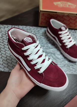 Бордовые кеды кроссовки сокасины слипоны ванс vans old school6 фото