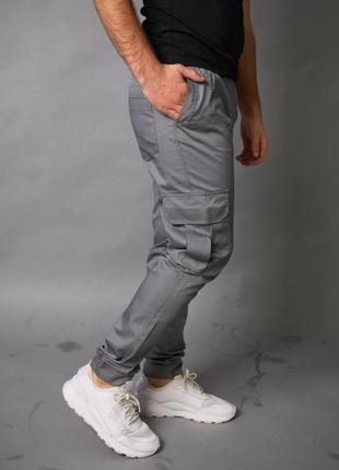 Коттоновые брюки "baza" серые3 фото