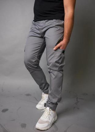 Коттоновые брюки "baza" серые4 фото
