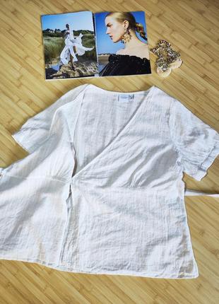 Junarose отличная бежевая рубашка с запахом на завязках,sk245 фото