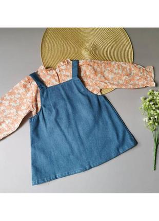 Комплект для девочки блузка и сарафан оранж3 фото