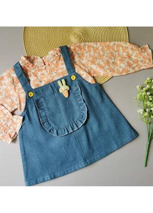 Комплект для девочки блузка и сарафан оранж2 фото
