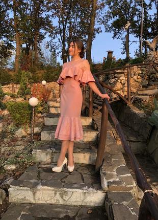 Платье розовое платье миди1 фото