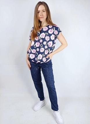 Комплект женский из футболки и брюк хлопок
