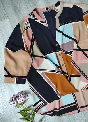 Шикарная блуза в актуальный принт стильная батал легкая нарядная3 фото