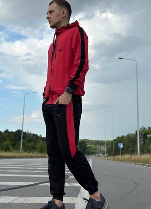 Брендовий чоловічий спортивний костюм / якісний костюм puma в червоно-чорному кольорі на кожен день3 фото